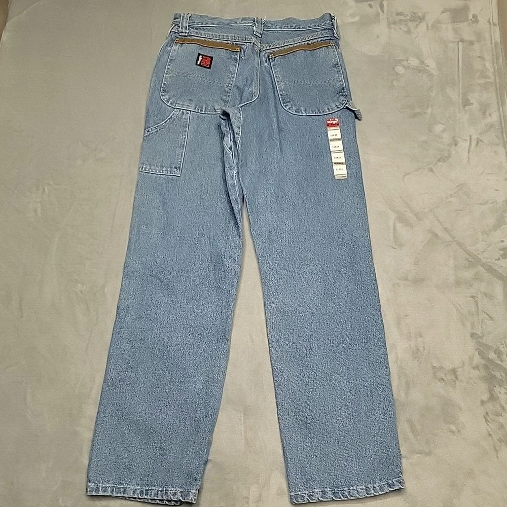 Wrangler Riggs Jeans Men 31x34 Blue Workwear Carpenter Cargo Relaxed Fit Work
